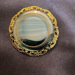 West Germany filigree vintage brooch in gold tone